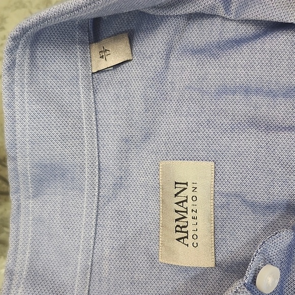 Armani Collezioni Luxury Men's Blue XL Button Up Dress Shirt - Picture 4 of 7